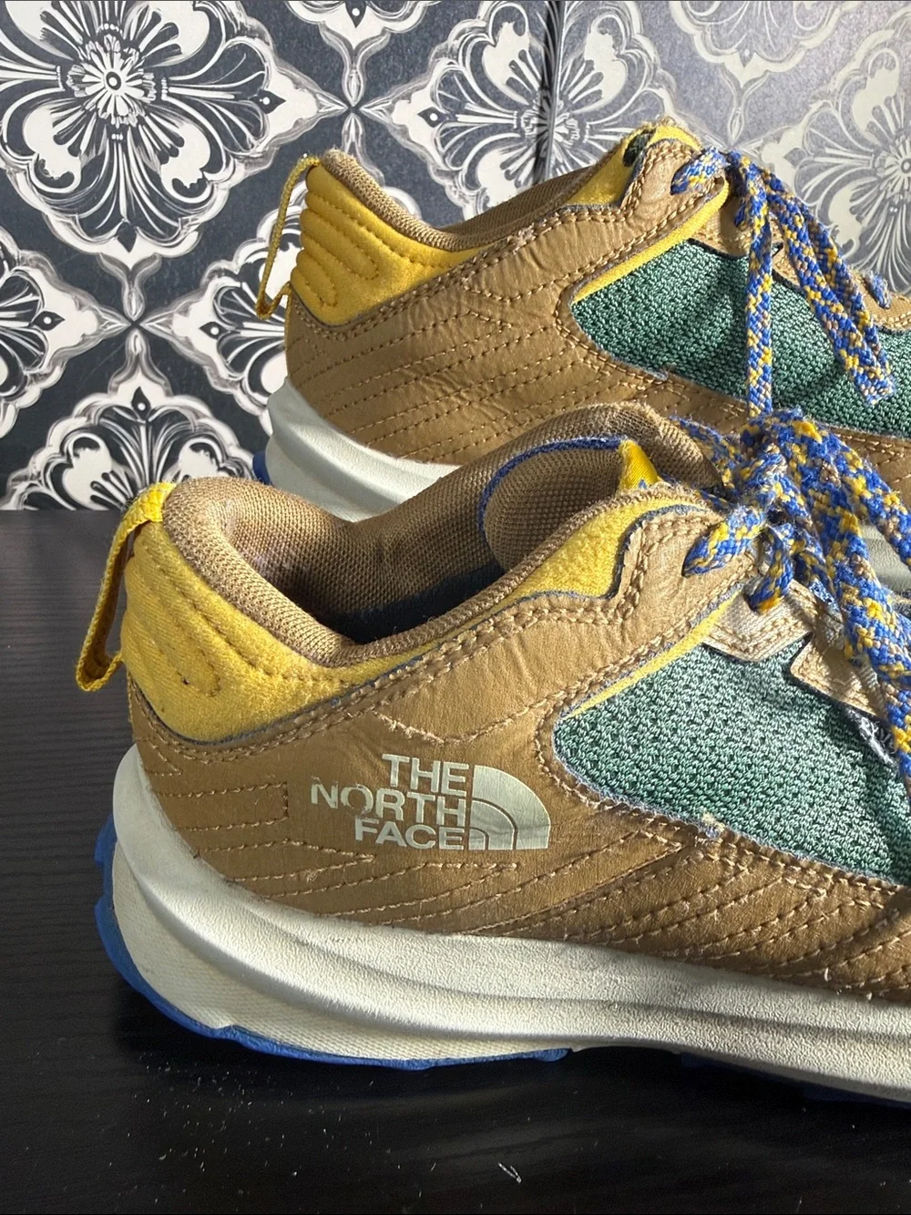 The North Face Men's Green & Tan Trail Sneakers with Blue Accents